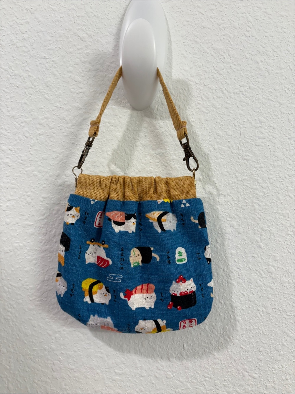 Blue Sushi Cat Print Coin Purse